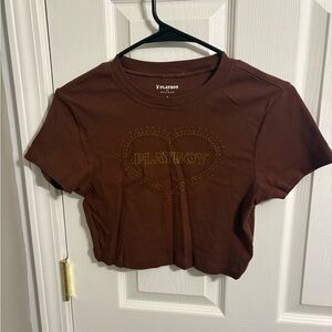 PLAYBOY Chocolate Brown Crop Top